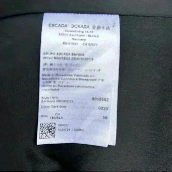 S/M  Gray ESCADA 75% Virgin Wool Business Casual Adademia Fitted Blazer - Picture 17 of 17